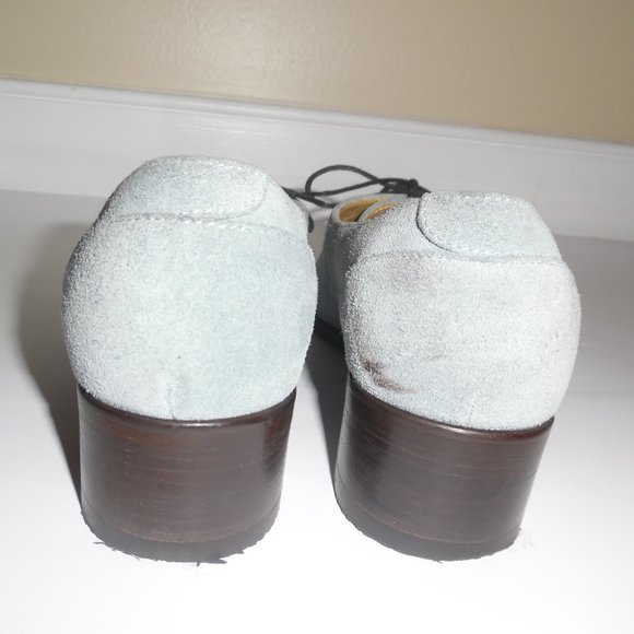 Billy Reid Blue Suede Handmade Lace up Oxford Boots Shoes Booties Block heel 9.5 - Picture 6 of 8